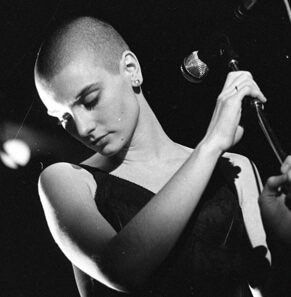 Sinead O'Connor was performing on the stage.